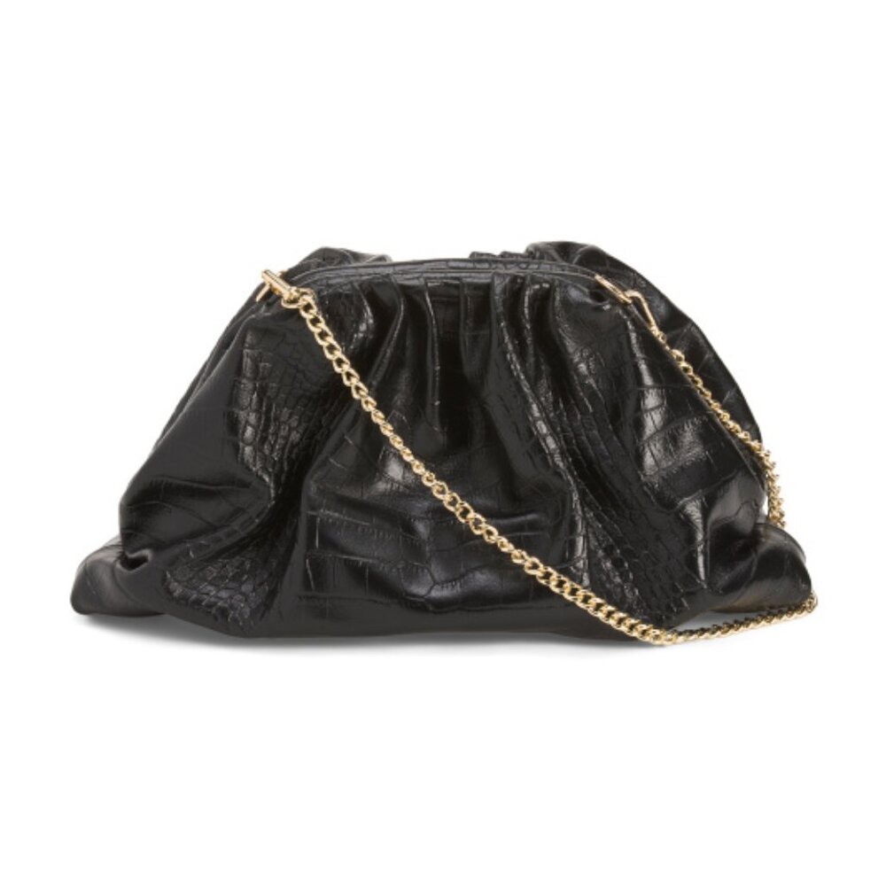 PERSAMAN NEW YORK Made In Italy Leather Crocodile Clutch